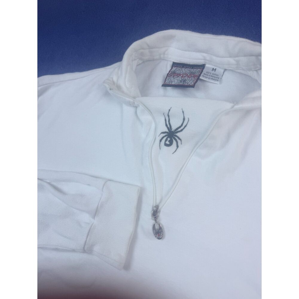Spyder Active Sports Vintage Quarter Zip Pullover White Spider Logo Medium
